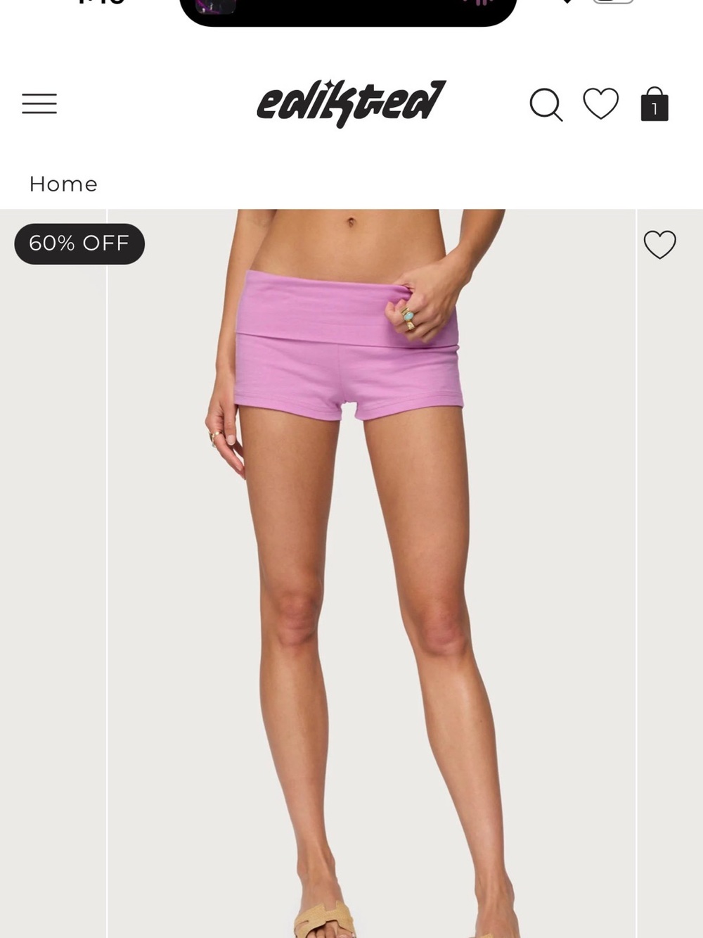 Edikted Lilac Fold-Over Bike Shorts